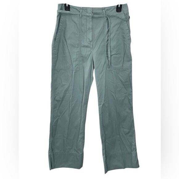 Club Monaco Tea Dye Crop Bootcut Cotton Chino Pants In Pale Teal Size 6 - Picture 2 of 8